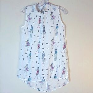 DOLCEZZA Fashion Girl Print Sleeveless Tunic Top.  XS. NWT.